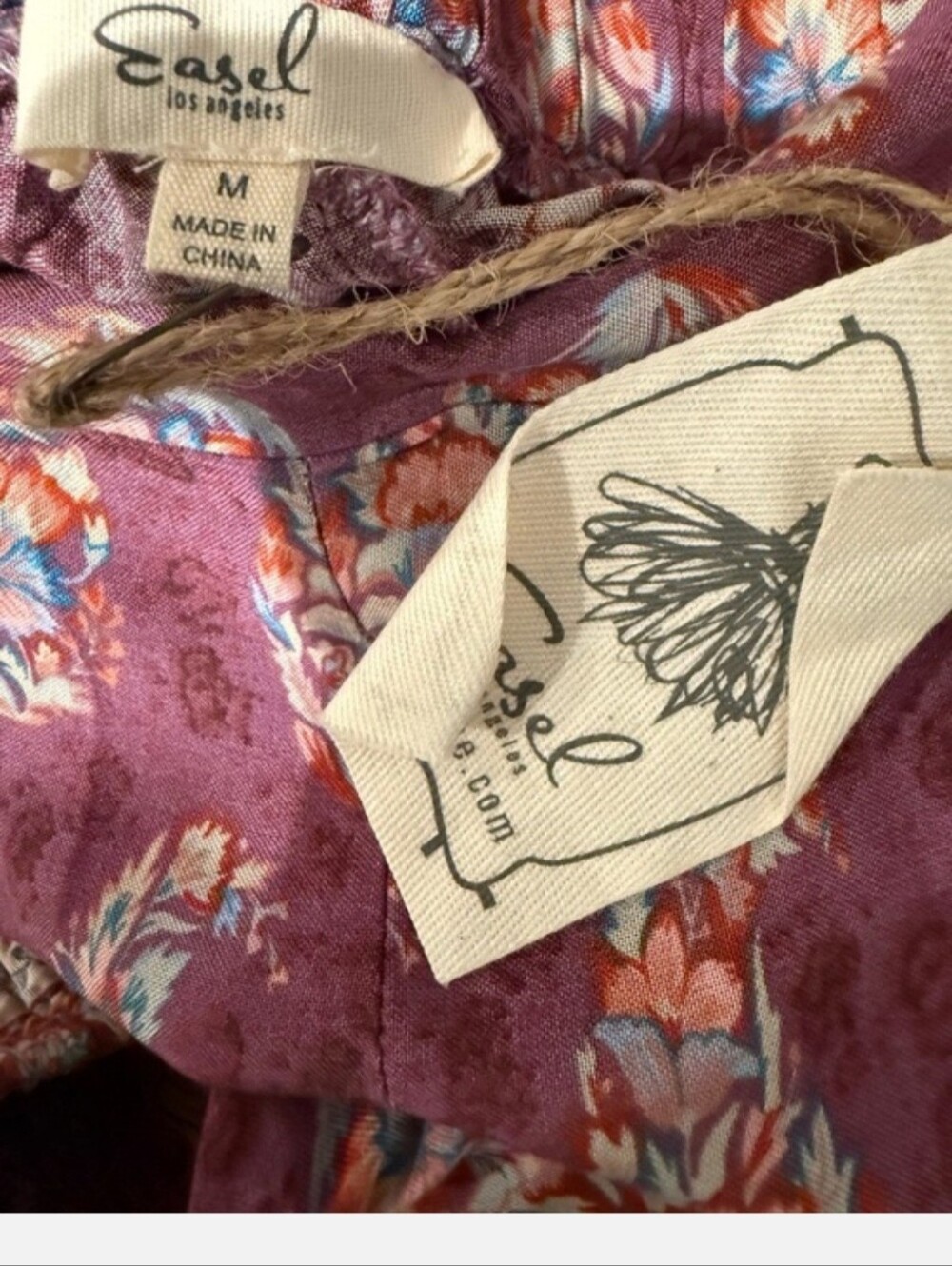 Easel Boho Maroon Paisley Two-Piece Halter Top + Wide Leg Pants Set, Sz M, NWT - Picture 4 of 5